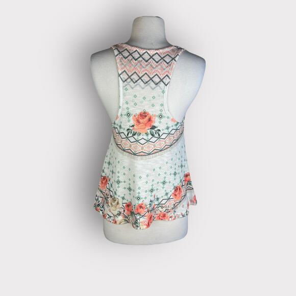 Gaze | Rose Print Knit Tank Top | Small - Picture 3 of 6